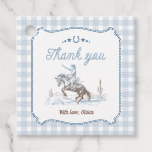 First Rodeo 1st Birthday Blue Western Favour Tags