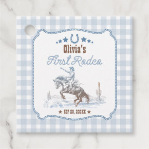 First Rodeo 1st Birthday Blue Western Favour Tags