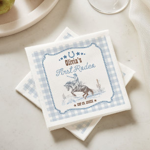 First Rodeo 1st Birthday Blue Western Napkin