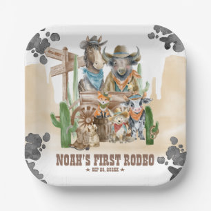 First Rodeo 1st Birthday Cute Animals Wild West Paper Plate