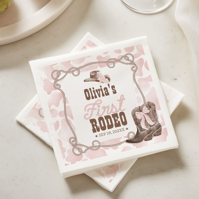 First Rodeo 1st Birthday Dusty Pink Napkin (Creator Uploaded)