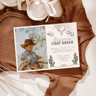 First Rodeo 1st Birthday Invitation with Photo