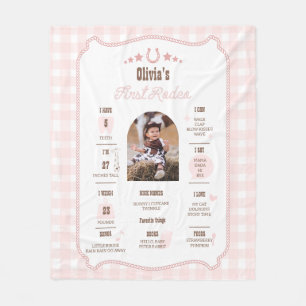 First Rodeo 1st Birthday Milestone Western Sign  Fleece Blanket