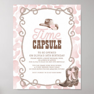 First Rodeo 1st Birthday Pink Time Capsule Sign