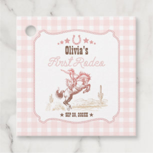 First Rodeo 1st Birthday Pink Western Favour Tags