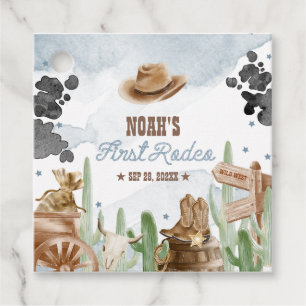 First Rodeo 1st Birthday Rustic Wild West Favour Tags