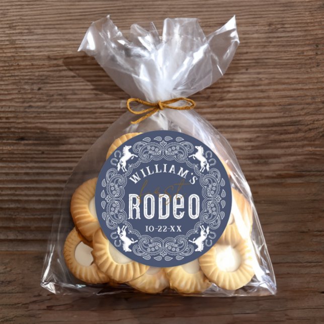 First Rodeo 1st Birthday Sticker – Navy Blue Weste (Party Favor Sticker)