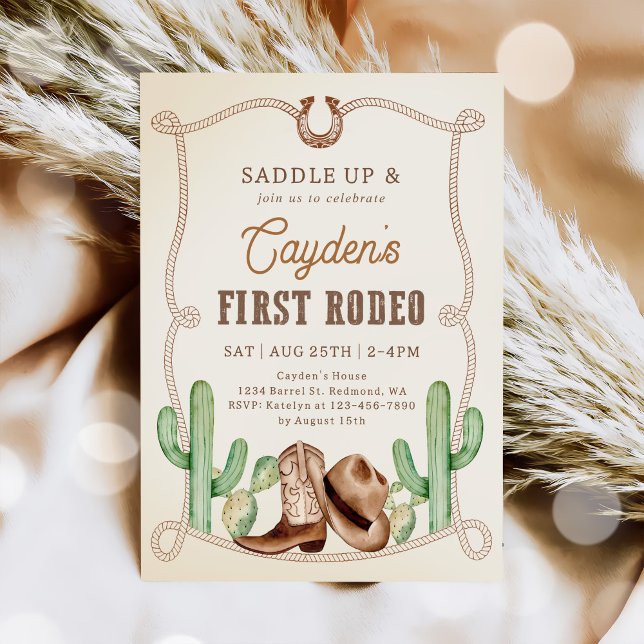 First Rodeo 1st Birthday Western Cowboy Invitation (Creator Uploaded)