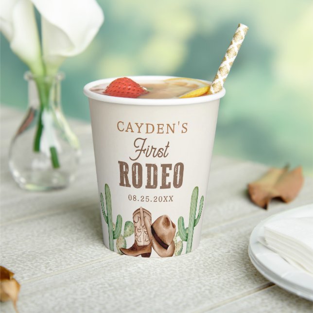 First Rodeo 1st Birthday Western Cowboy Paper Cups (Insitu)