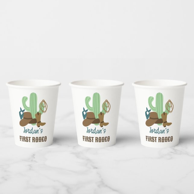 First Rodeo Birthday 1st Cowboy Western Paper Cups (Multi)