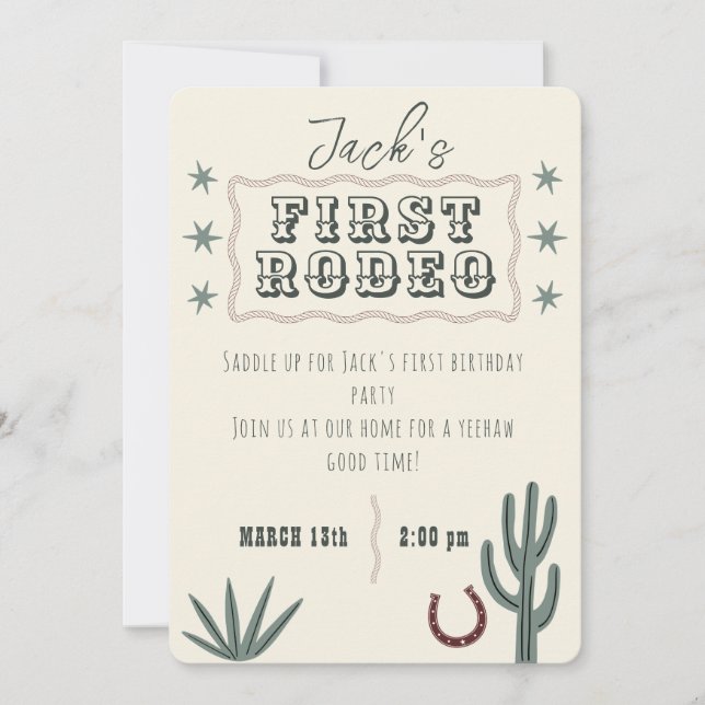 First Rodeo Birthday Invite Personalized (Front)