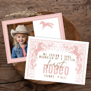 First Rodeo Birthday Thank You Card – Western Cowb