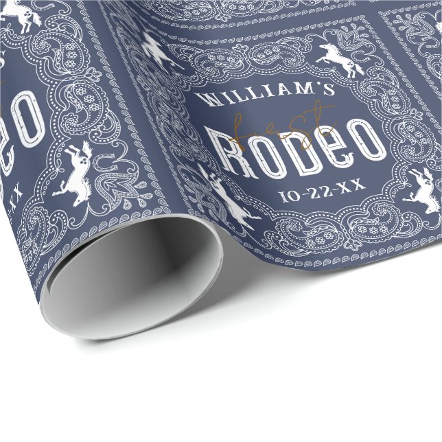 First Rodeo Birthday Wrapping Paper – Red Bandana  (Roll Corner)