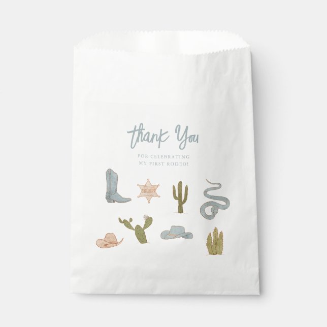 First Rodeo Blue Birthday Party Favour Bag (Front)