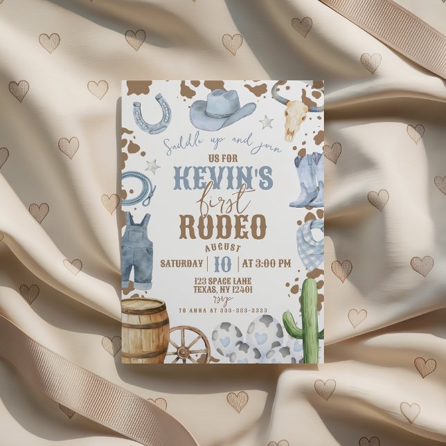 First Rodeo Blue Cowboy Birthday Invite (Creator Uploaded)