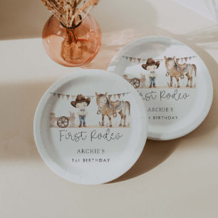 First Rodeo Boy Birthday Party Paper Plate