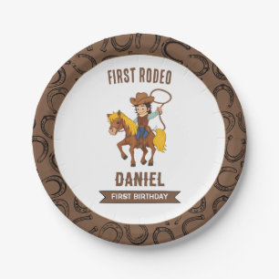 First Rodeo Cowboy 1st Birthday Paper Plate