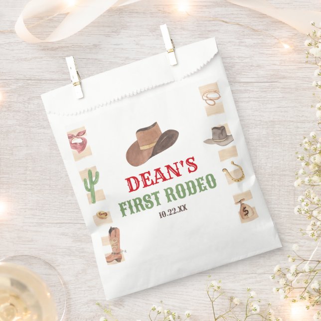 First Rodeo Cowboy 1st First Birthday Party Favour Bag (Clipped)