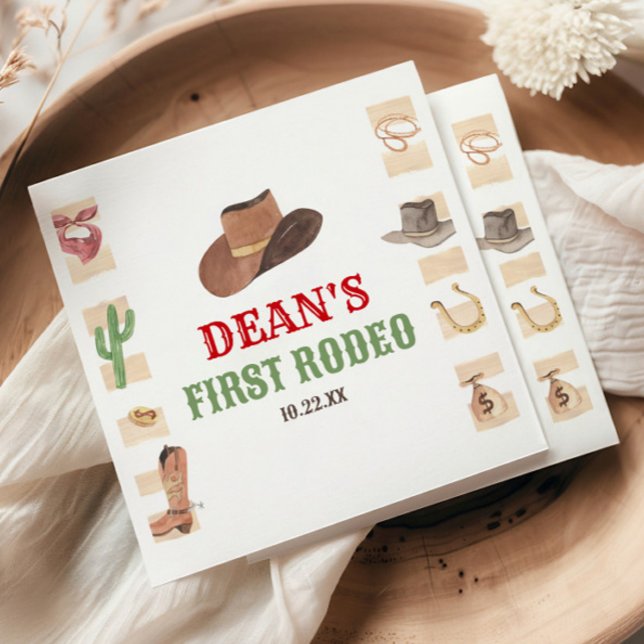 First Rodeo Cowboy 1st First Birthday Party Napkin (Creator Uploaded)