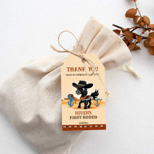 First Rodeo cowboy baby horse birthday party favou Gift Tags
