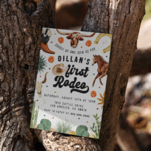 First Rodeo Cowboy Birthday  Invitation