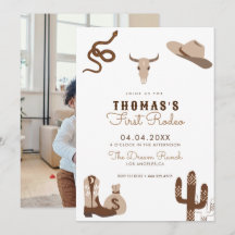 First Rodeo Cowboy Birthday Party Invitation