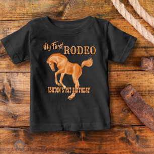 First rodeo cowboy birthday personalized baby T-Shirt