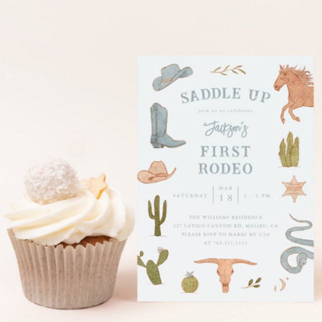 First Rodeo Cowboy Boy Birthday Party Invitation (Creator Uploaded)