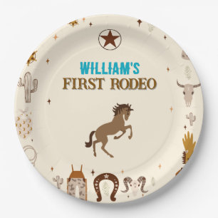 First Rodeo Cowboy First Birthday Paper Plate