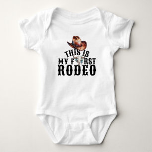 First Rodeo Cowboy Hat Cow Skull Baby Bodysuit
