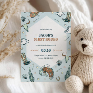 First Rodeo Cowboy Western Birthday Invitation