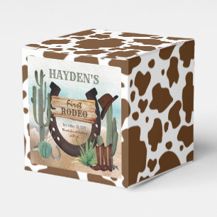 First Rodeo Cowboy Western Boy 1st Birthday Party Favor Box