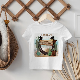 First Rodeo Cowboy Western Boy 1st Birthday Party Toddler T-shirt