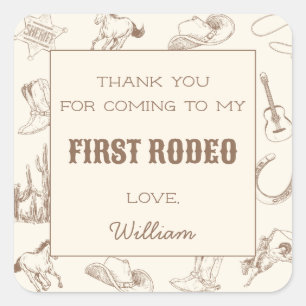 First Rodeo Cowboy Western Thank You Tag Sticker