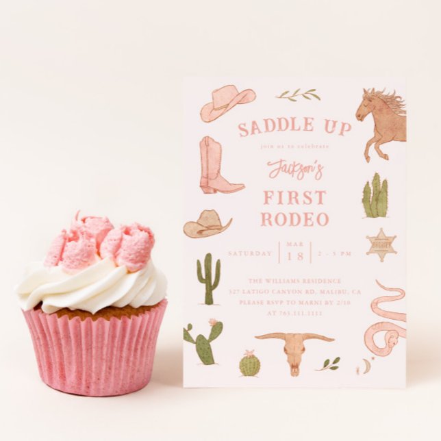 First Rodeo Cowgirl Birthday Party Invitation (Creator Uploaded)