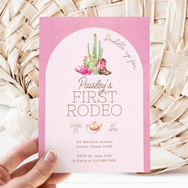 First Rodeo Girl 1st Birthday Invitation (Girls First Rodeo 1st Birthday)