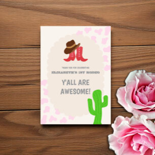 First Rodeo Girl 1st Birthday Thank You Card