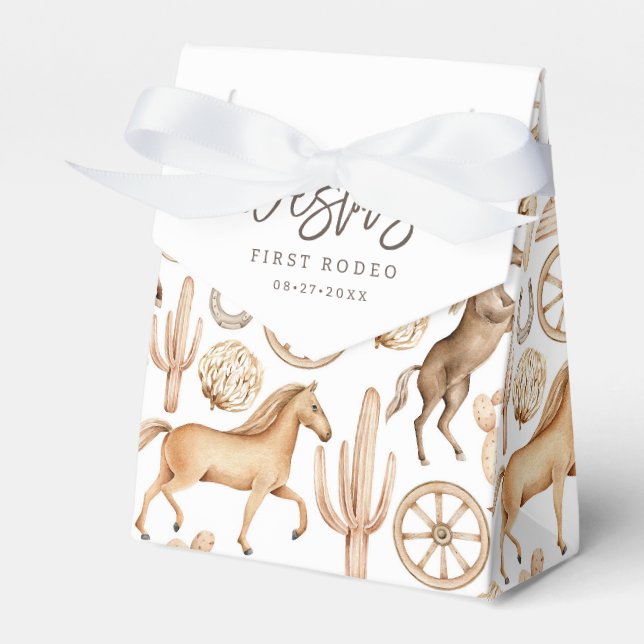 First Rodeo Neutral Southern Cowboy Birthday Favou Favor Box (Front Side)