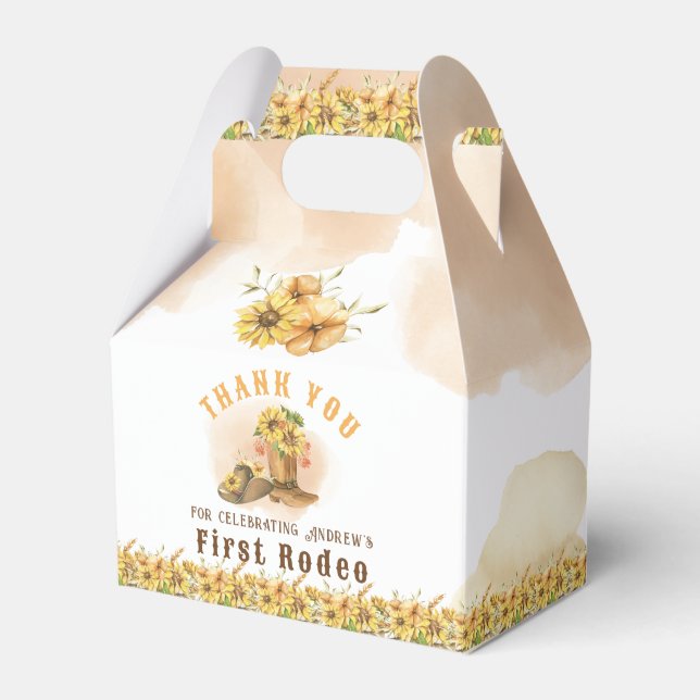 First Rodeo Neutral Southern Cowboy Birthday Favou Favor Box (Front Side)