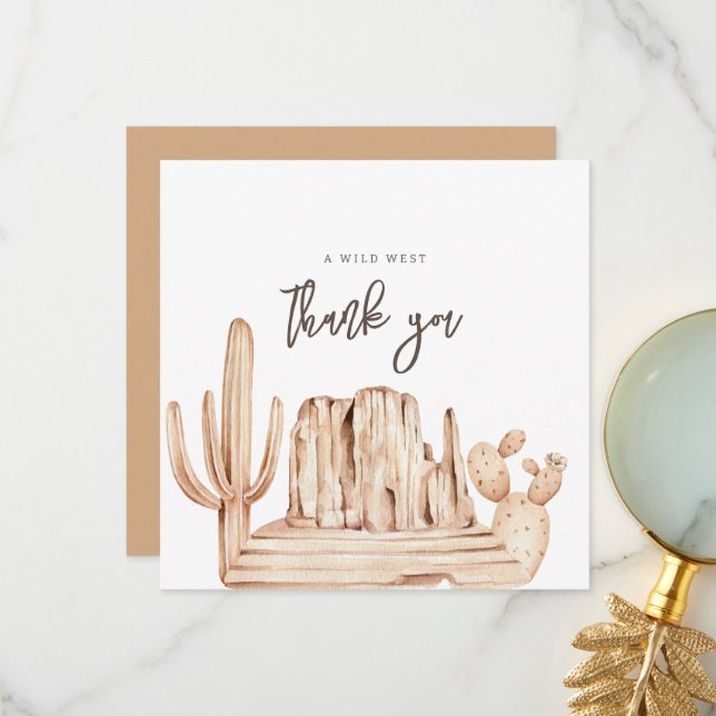 First Rodeo Neutral Southern Cowboy Thank You Card (Front/Back In Situ)