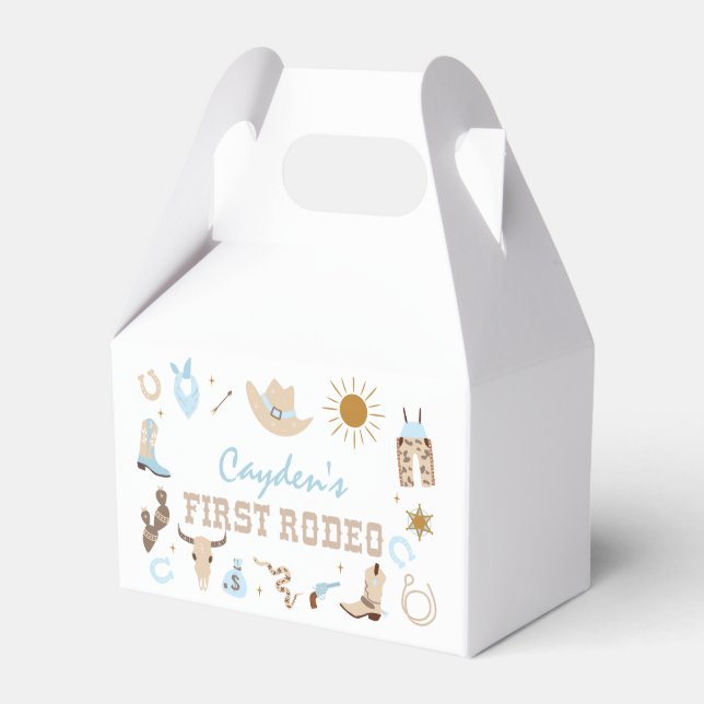 First Rodeo Pastel First Birthday Favor Box (Front Side)
