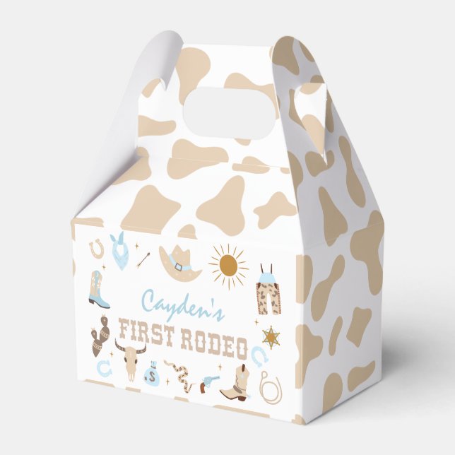 First Rodeo Pastel First Birthday Favor Box (Front Side)