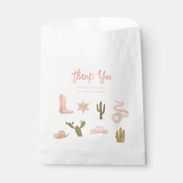 First Rodeo Pink Birthday Party Favour Bag (Front)