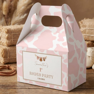 First Rodeo Pink Cowgirl Western Birthday Favor Box