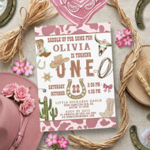 First Rodeo Pink Western Cowgirl 1st Birthday