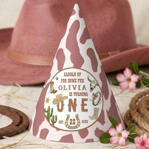 First Rodeo Pink Western Cowgirl 1st Birthday Party Hat