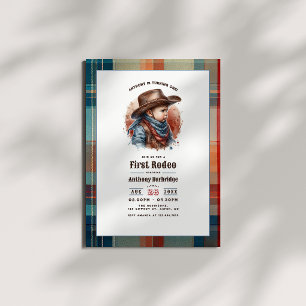 “First Rodeo” Rustic Cowboy 1st Birthday Invitation