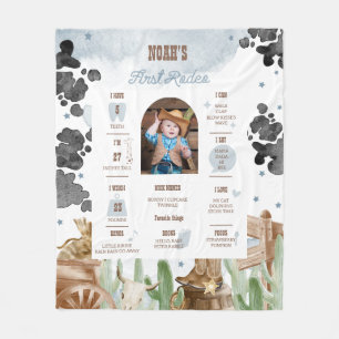 First Rodeo Rustic Wild West Milestone Sign  Fleece Blanket