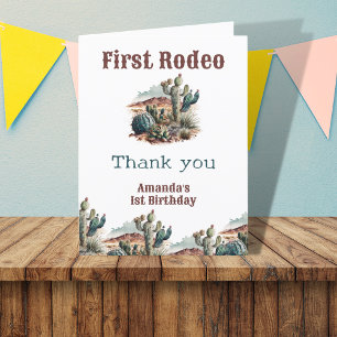 First Rodeo Western 1st Birthday Thank You Card