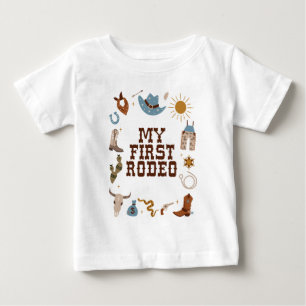 First Rodeo Western Cowboy 1st Birthday Baby T-Shirt